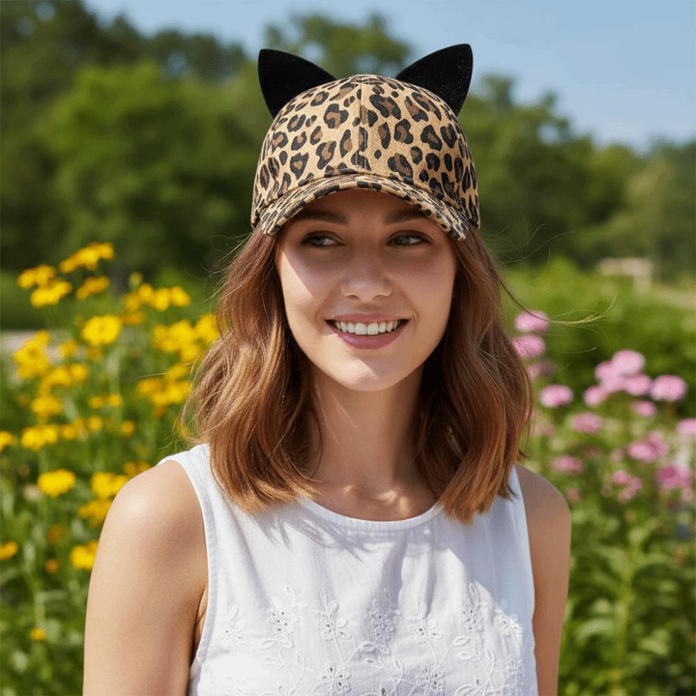 Casquette de Baseball Respirante Oreilles de Chat Chapeau de Soleil Réglable Mode Chapeau Bec de Canard Quatre Saisons