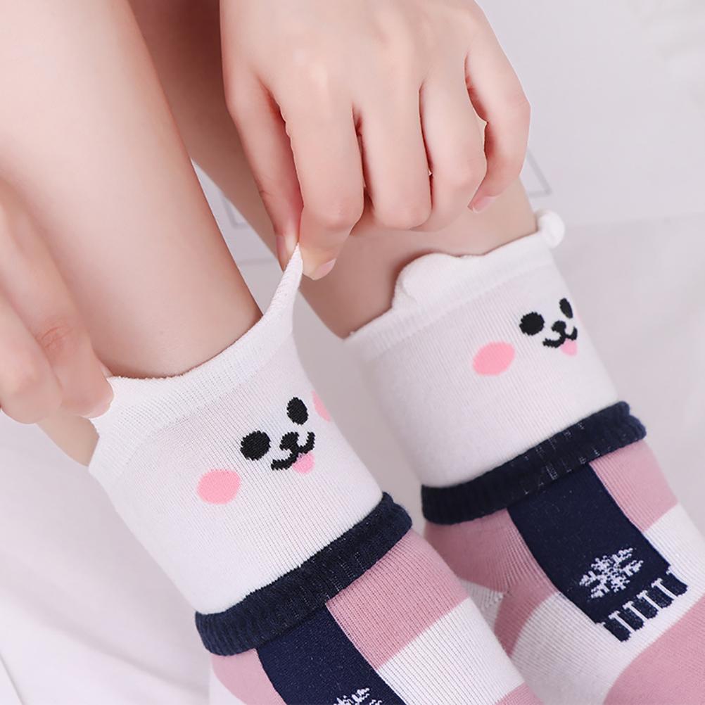 5 Pairs Women S Animal Socks Cute Cartoon Socks Colorful Striped Stockings