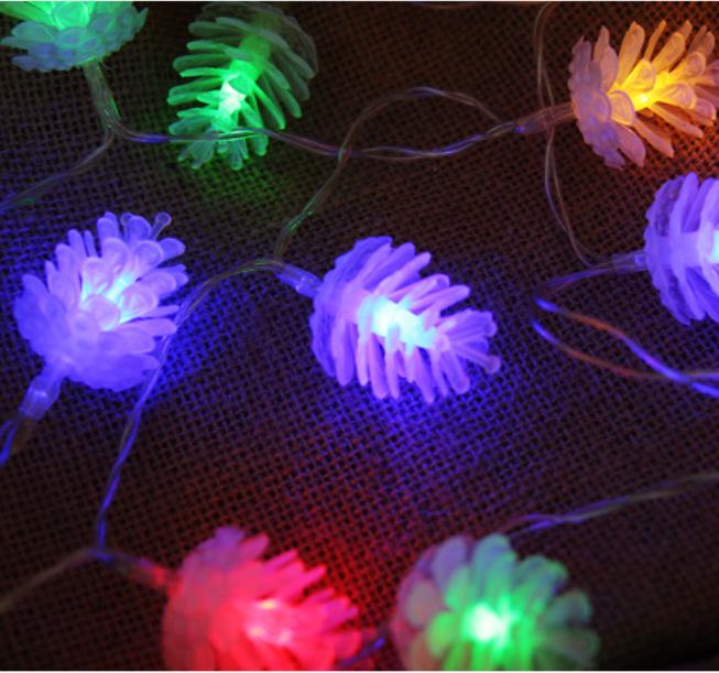 LED Pine Cone & Lotus String Lights - Battery-Powered Decorative Lights for Halloween and Atmosphere Enhancement