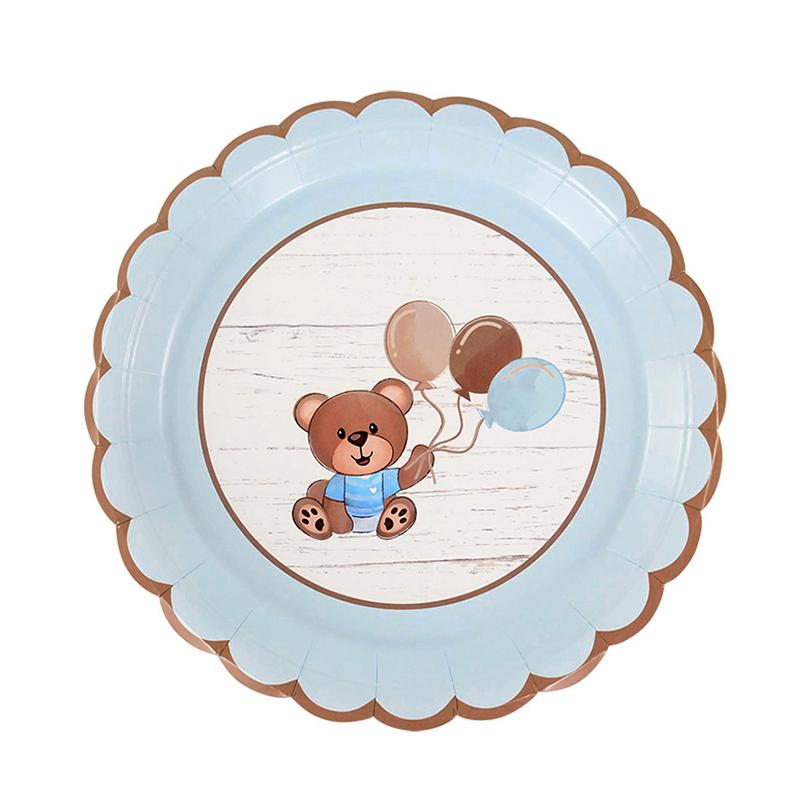 Teddy Bear Disposable Tableware Boy Girl Baby Shower Supplies Paper Plate Cups Kids Birthday Party Decoration Gift Bag Balloon