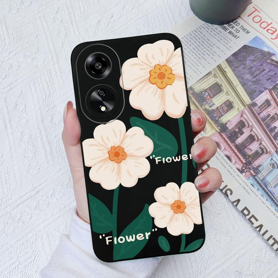 Modische Anmutige Blumen Handyhüllen Für Oppo A7 A35 A11 A1K A15 A55 A1 A52 Quadratisch Weich Flüssigsilikon Vollständige Abdeckung Stoßfestes Gehäuse Für Oppo Capa