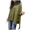 Women Solid Color Asymmetric Neck Long Sleeve Knitted Sweater