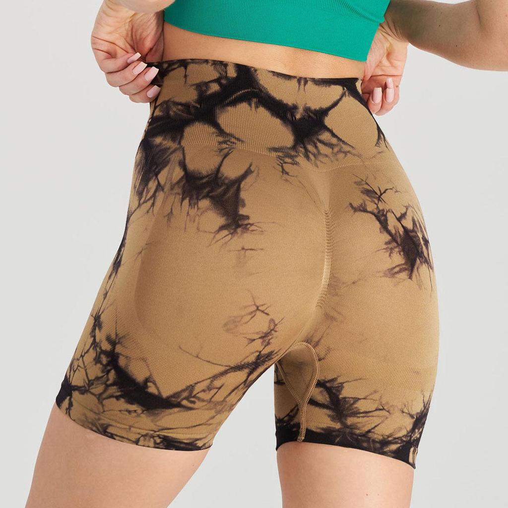 High Waist Tie-Dye Yoga Shorts for Women - Tummy Control & Butt Lift, Sports Fitness Style