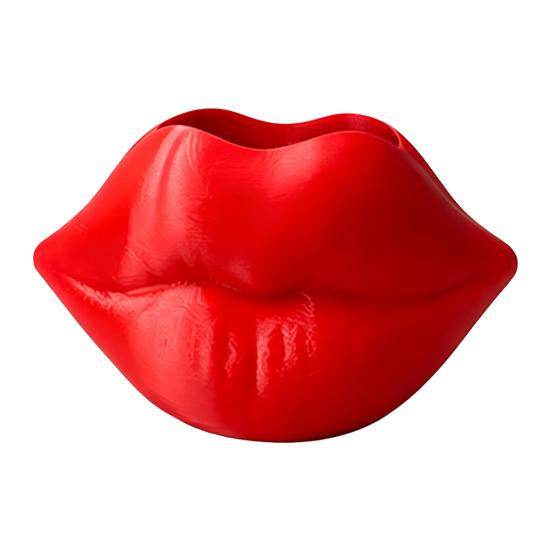 Modern Home Office Decor Lip Shaped Storage Holder, 3D Printed Red Sculpture Vase, Artistic Unique Desk Stationery Holder Desktop Organizer for