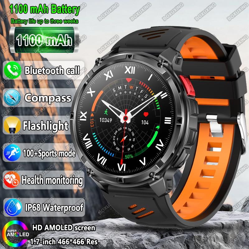 New Military T-Rex 3 Smart Watch Men 1100mAh Battery AMOLED  IP68 Waterproof Outdoor Compass Bluetooth CallSport Smartwatch