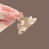 Exquisite Cat's Eye Stone Leaf-Shaped Small Hair Claw Clip for Back-of-Head Updo, Elegant Half-Up Hairstyle Hairpin, High-End Hair Accessory