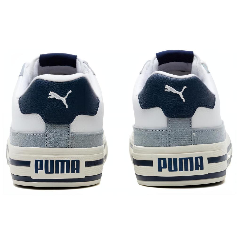 New PUMA Court Classic Wear Resistant Breathable Cushioning Lightweight Low Top Skateboard Shoes Unisex White Blue 395020-05