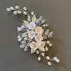 1 Piece White Porcelain Flower Pearl Crystal Hair Comb, Fairy Style, Suitable for Bridal Updos / Daily Hairstyles / Party Wear