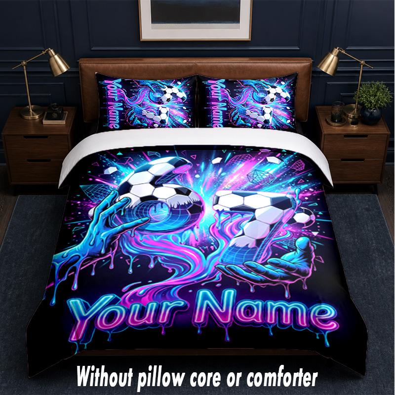 Neon Theme Custom Text Or Name 3Pcs Bedding Set,1 Flat Sheet & 2 Pillowcases Personalized Home Bedding