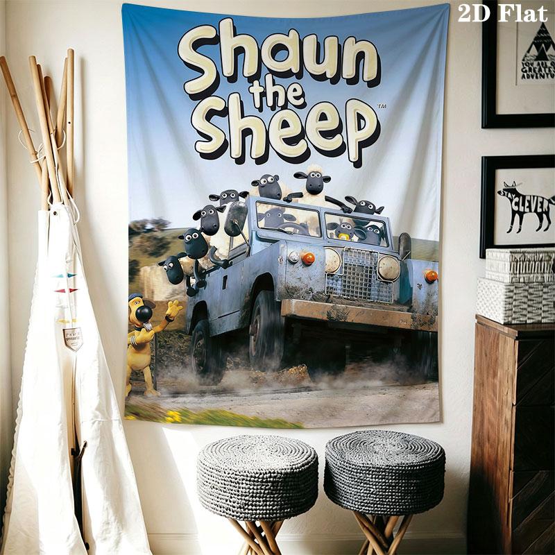 Shaun the Sheep Wall Hanging Printed Fabric Blanket Decorative Tapestries for Bedroom Living Room Home Decor