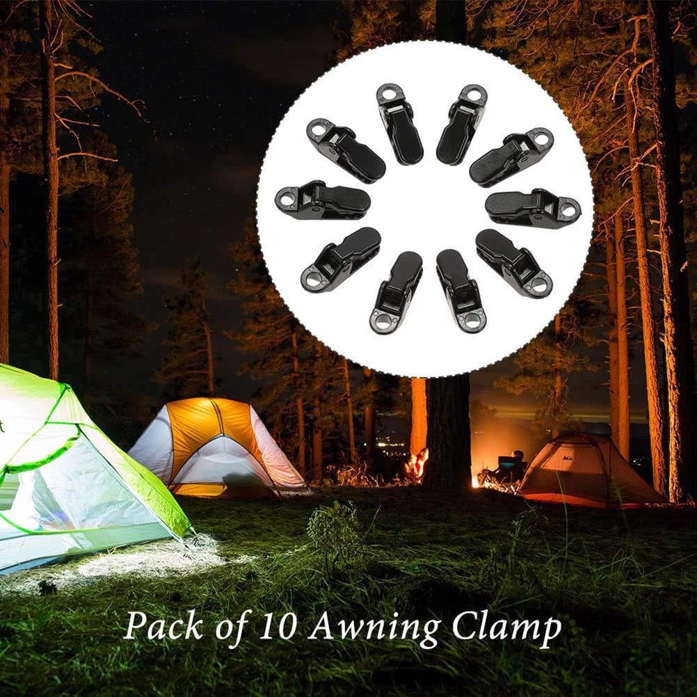 10 Pcs Clip Awning Clamp Tarp Clips Snap Hangers Tent Camping Survival Tighten Tool Tent Accessory