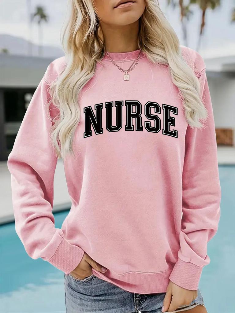 Women's Casual Autumn/Winter Round Neck Nurse Print Hoodie
