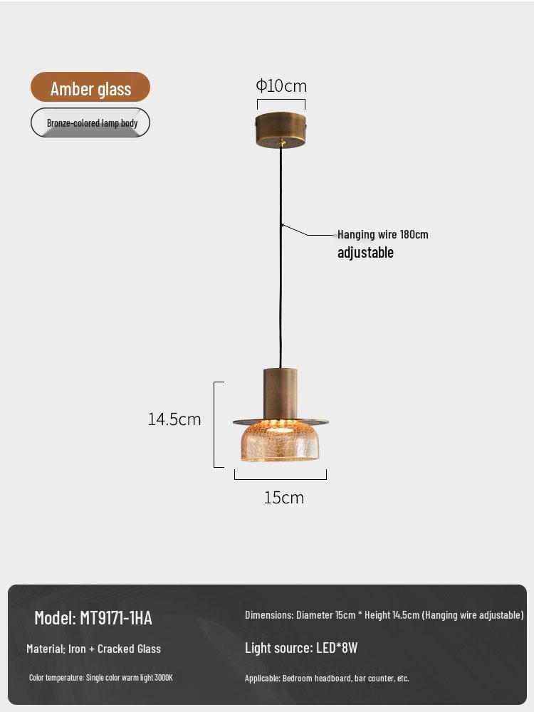Retro Luxury Bedside Pendant Lamp - Designer Wall & Bar Counter Lighting
