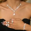 2026 Fashion New Necklace Earrings Bracelet Set Shiny Zircon Bridal Jewelry Set Clavicle Necklace