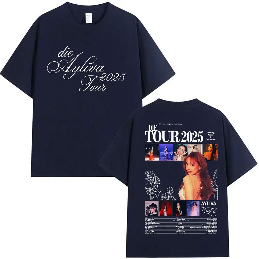 Die Ayliva Tour 2025 Graphic Tshirts Men Women Casual Harajuku Oversized T Shirt Retro Fashion High Quality Cotton Tshirt Tops