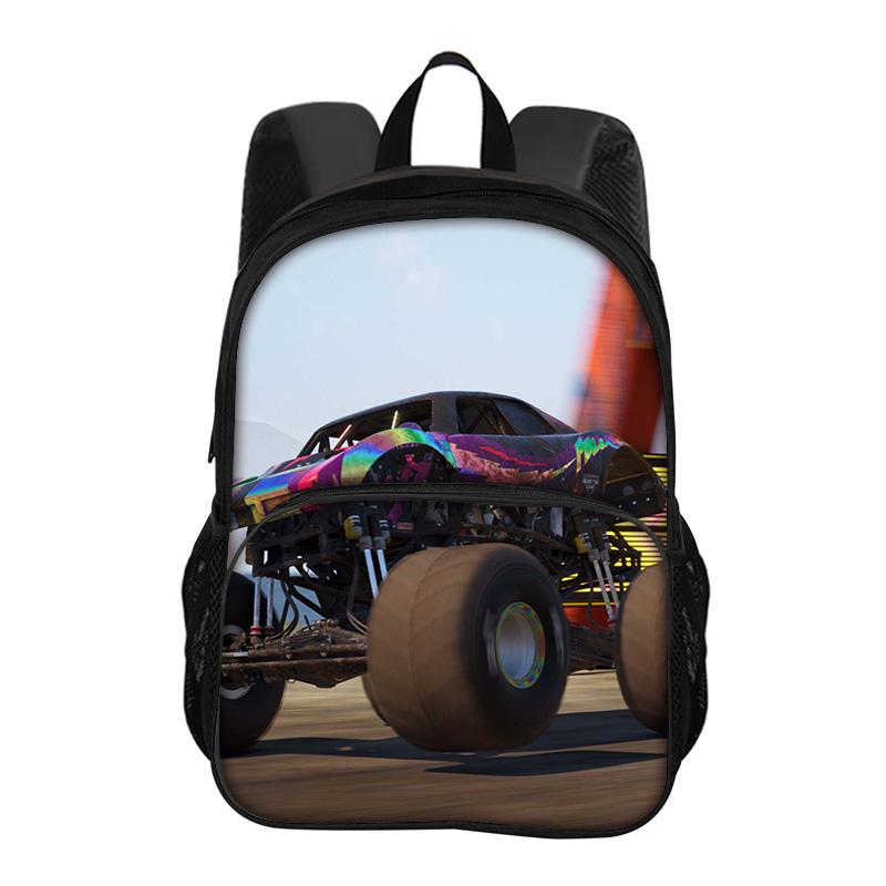 Monster Jam Round Front Bag Backpack Cartoon Print New Trendy Student School Best Campus Companion Birthday Gift