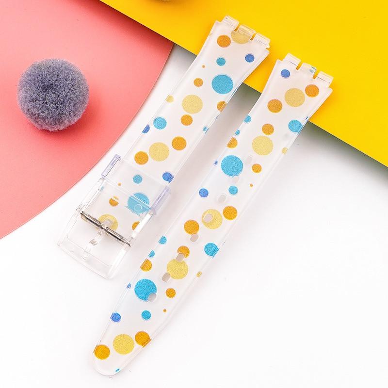 

16 мм 17 мм 19 мм ПВХ силиконовый печатный ремешок для браслета серии Swatch водонепроницаемый спортивный браслет мужские и женские часы аксессуары 16mm белый/оранжевый