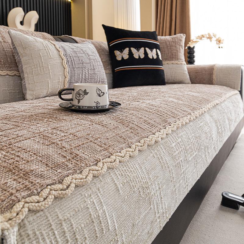 

Универсальная подушка для дивана Chenier на четыре сезона, простая кремовая накидка на диван в стиле вафли для гостиной, нескользящая накидка на диван 70*70cm