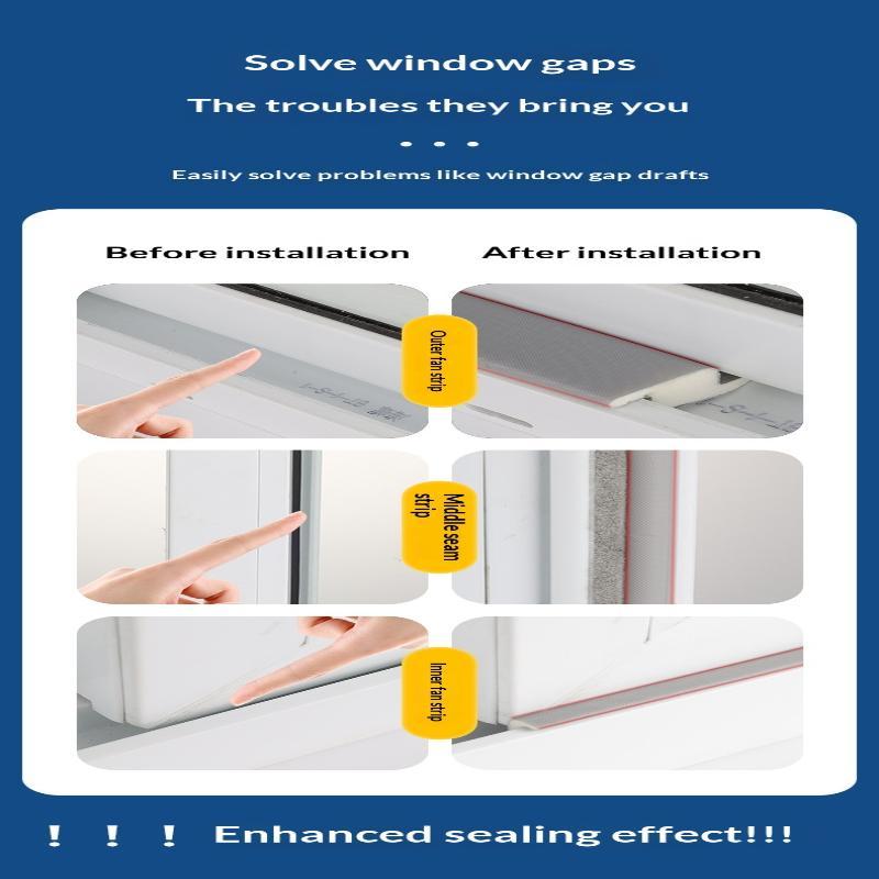 Seal Strip Set Windproof Soundproof Dustproof Self Adhesive Weather Stripping for Sliding Windows Doors Home Office Use