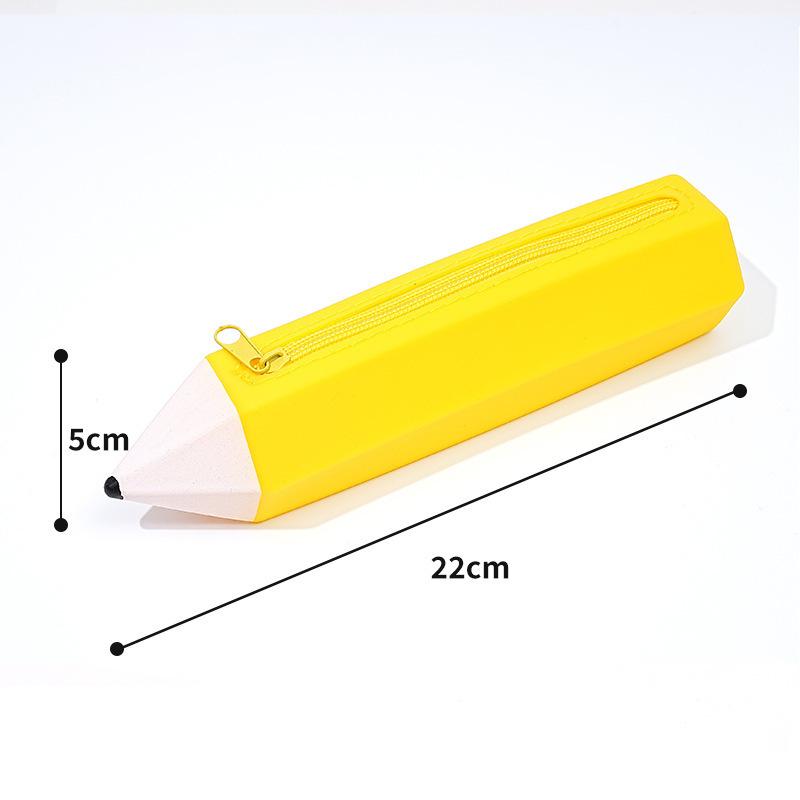 Silicone pencil-shaped pencil case/stationery bag, soft and easy to clean, simple student stationery bag