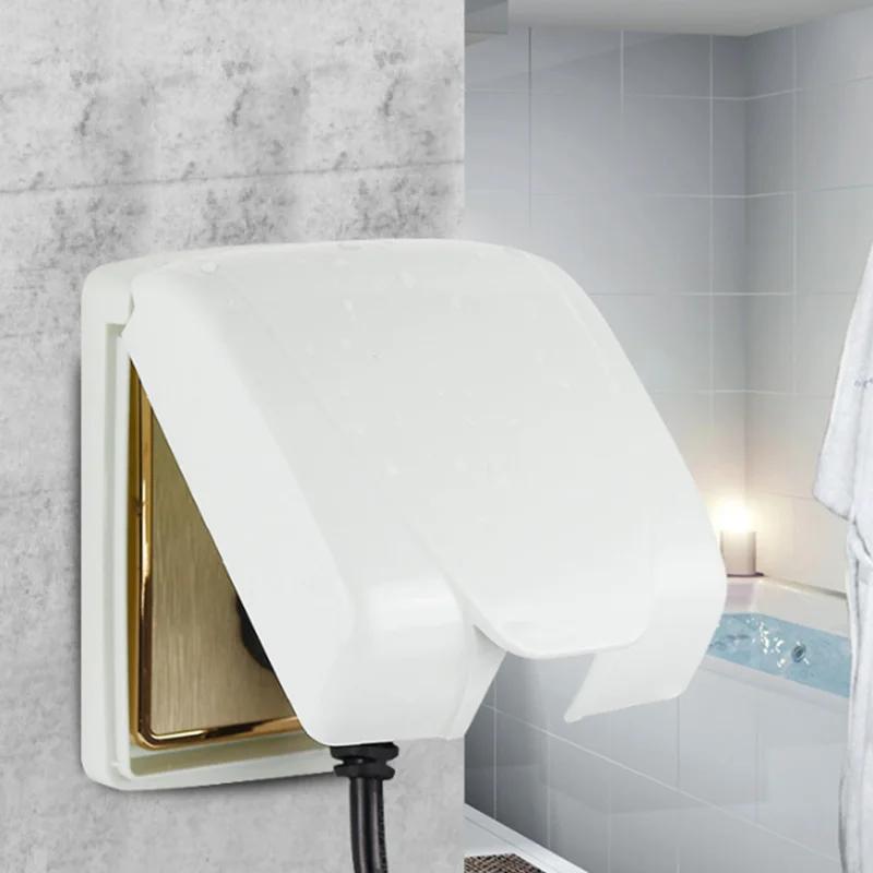 Universalkontakt Vanntett boks Veggbryterplate Vannstøvtett deksel Uttak Dørklokke Baderom Sprutsikre beskyttelsesbokser