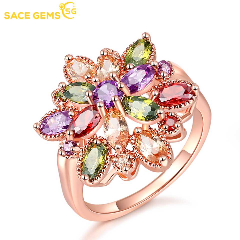 Sace Gems Klassisk Zirkonring Dame Smykker Bryllup Løfte Fest Gave