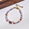 Natural Lavender Amethyst Beaded Necklace & Bracelet Set - Non-Fading, Versatile Clavicle Chain