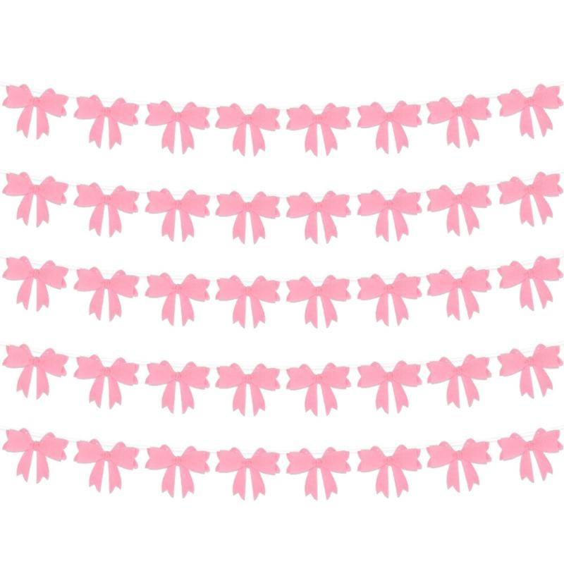 5Sets Colorful Bowknot Bunting Ornament Ceiling Hanging Decoration for Mother's Day Valentine's Day Holiday Decoration