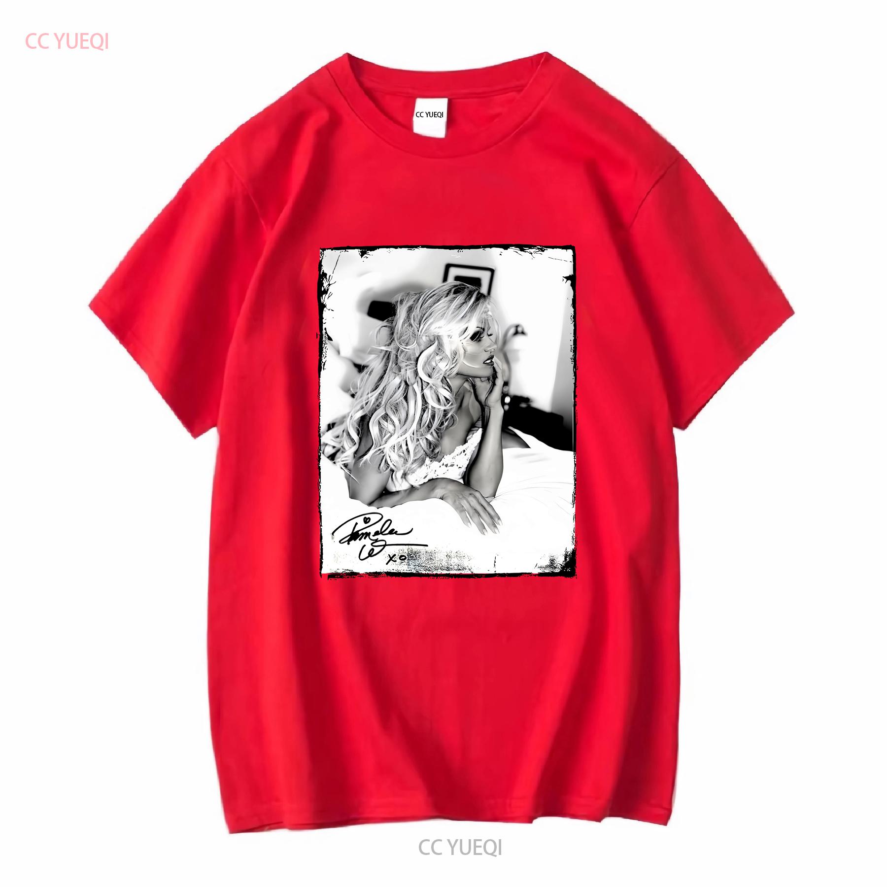 Retro Photo PAMELA ANDERSON SIGNATURE T Shirt Classic  White S 5XL UT vintage Washed Unisex Soft Breathable Stretched fashion S
