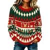 Maglione Pullover da Donna Casual Elegante a Manica Lunga con Collo Alto e Stampa Natalizia