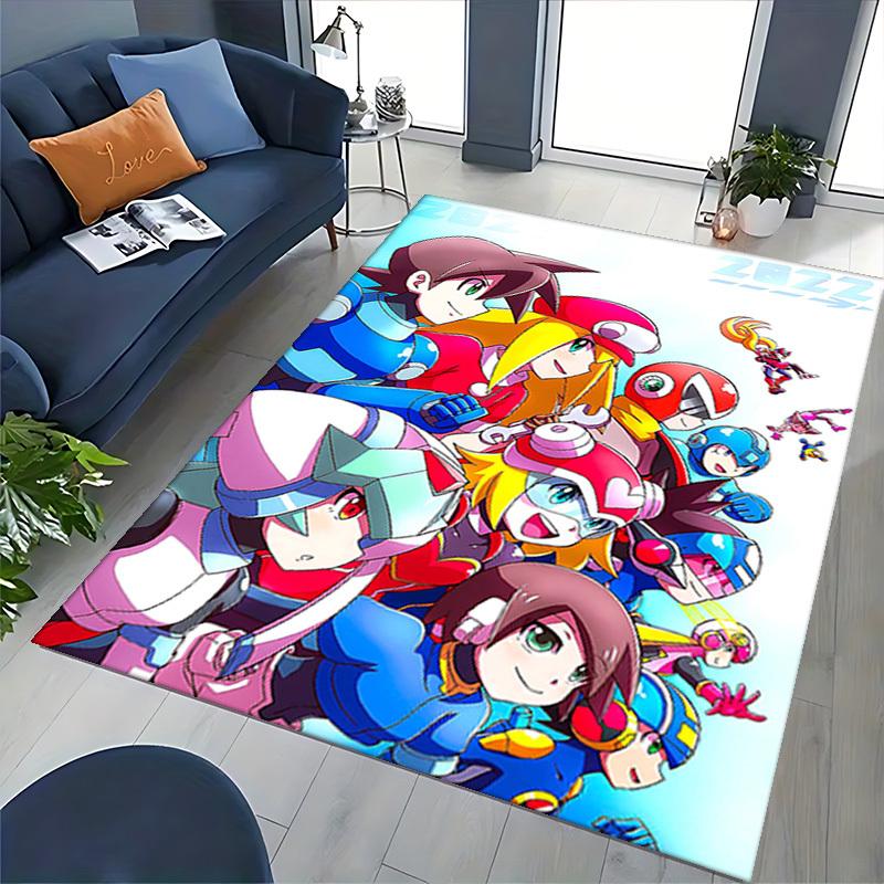 1pc Anime Mega Man Chair Mat - Office Desk Pad with Cartoon Design, Non-Slip Carpet for Home Decor, Suitable for All Seasons, Perfect Gift Idea.Y025