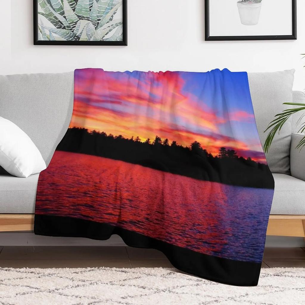 Lake Sunset Throw Blanket All Weather Soft Throw Blanket for Sofa