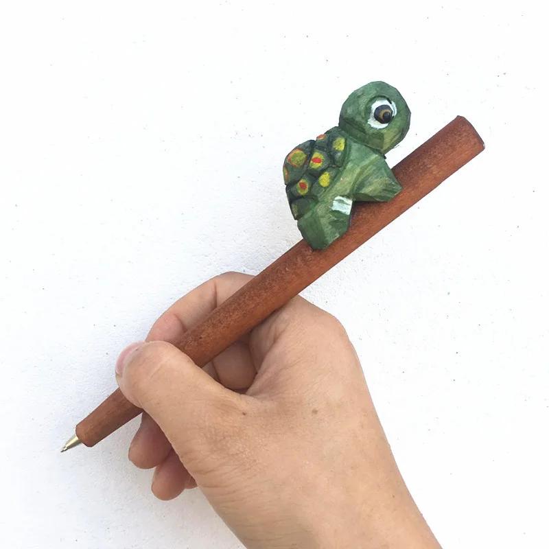 Creative Hand Carved Wooden Animal Shaped Pen