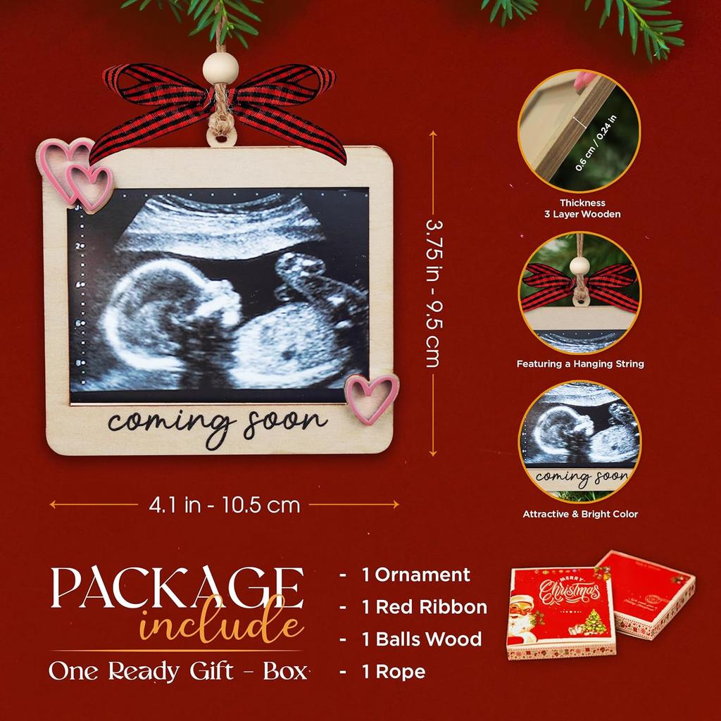 Baby Ultrasound Picture Frame Ornament, Pregnancy Announcement for Grandma Grandpa, Sonogram Picture Frame Ornament, Expecting Baby Gift for New