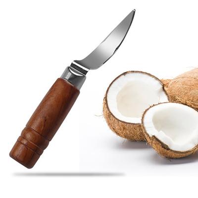 Brown Silver Coconut Scraper Knife Stainless Steel Shell Opener Coconut Opener Tool  Multi-Purpose