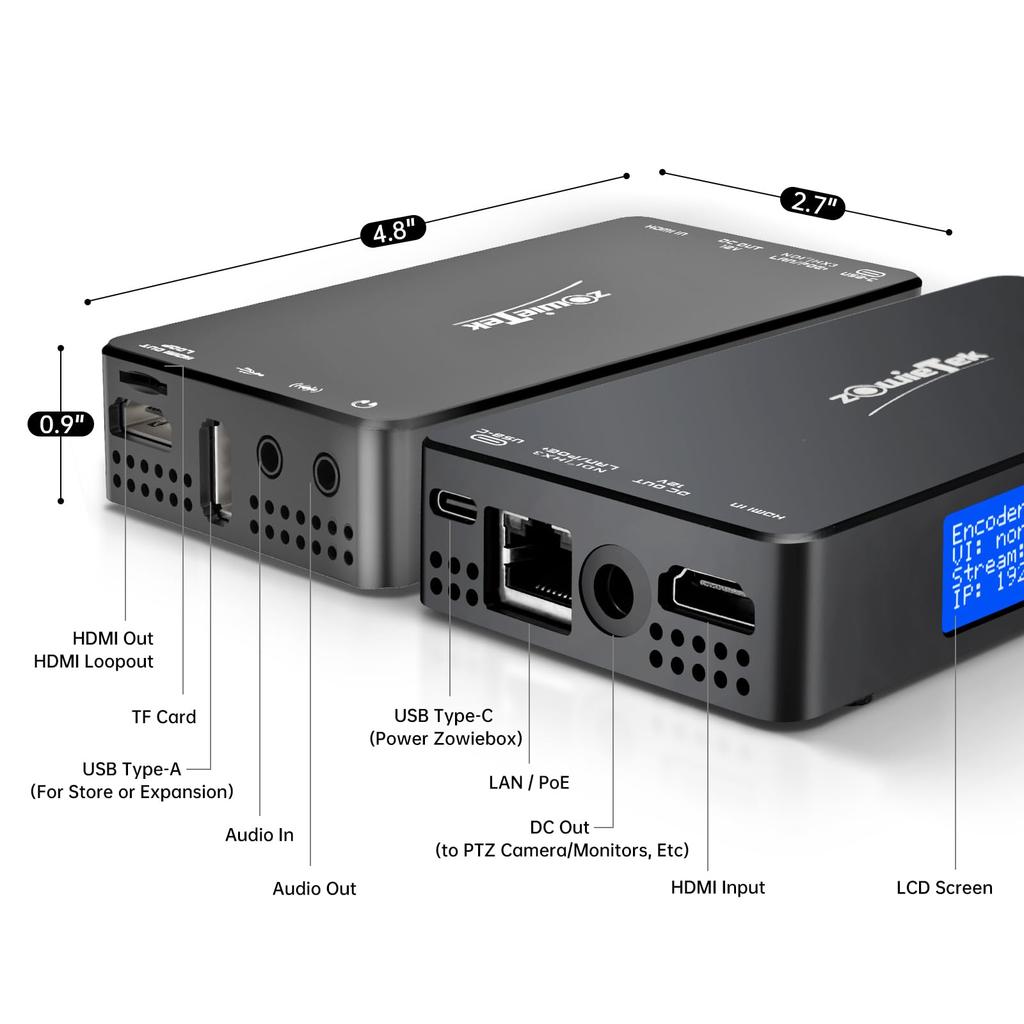 Zowietek 4K HDMI Video Video Capture HDMI Live Streaming do Konsoli Gameplay Encoder/Dekoder, Konwerter/Odtwarzacz NDIHX3, Rejestrator Pass-Through,