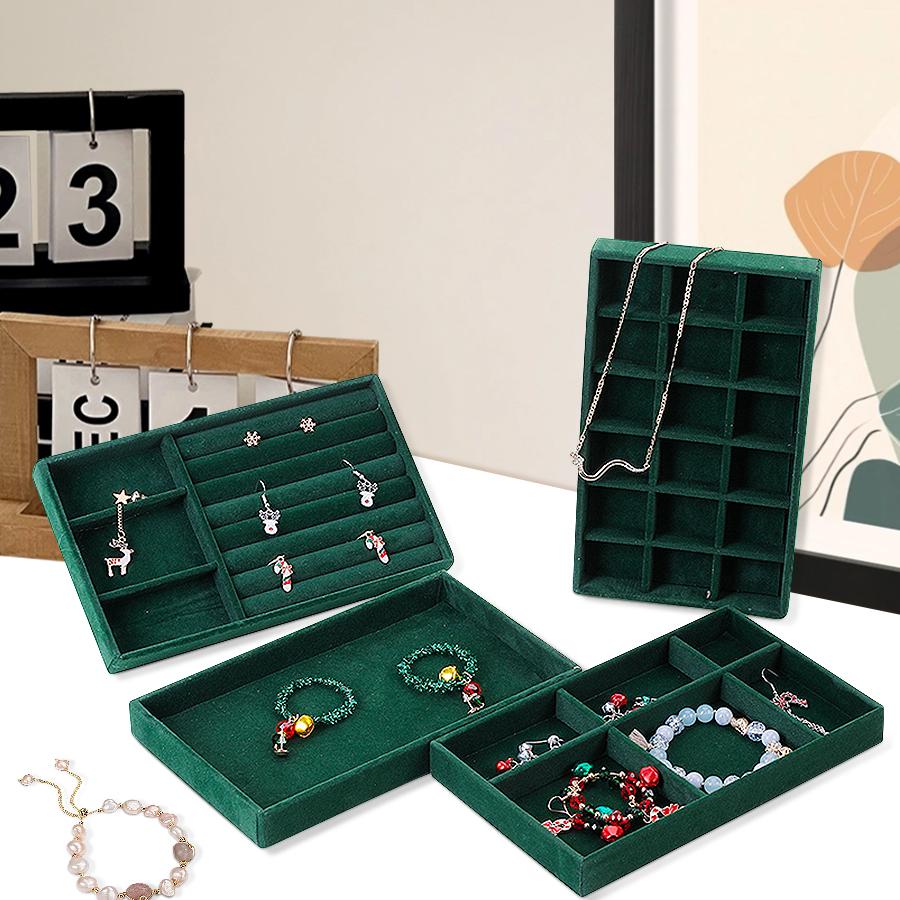 1 Set, (including 4PCS) Flocking Jewelry Box Jewelry Tray