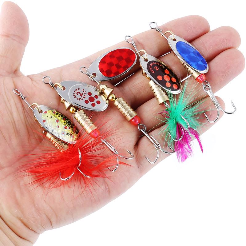 Rotating Spoon Boxed Kit Lure Fishing Lures Metal Fish Hooks Bass Trout Perch Pikefishing Sequins