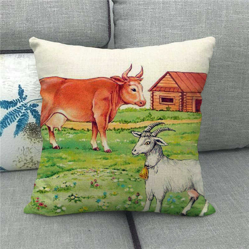 Cute Farm Christmas Animals Digital Printing Short Plush Pillow Covers For Car Sofa Office Cushion Cover Home Goods