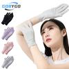 Gobygo 1Pair Sunscreen Gloves Ice Feeling Outdoor Cycling Silicone Anti-Slip Open Finger Touch Screen Breathable Cycling Gloves