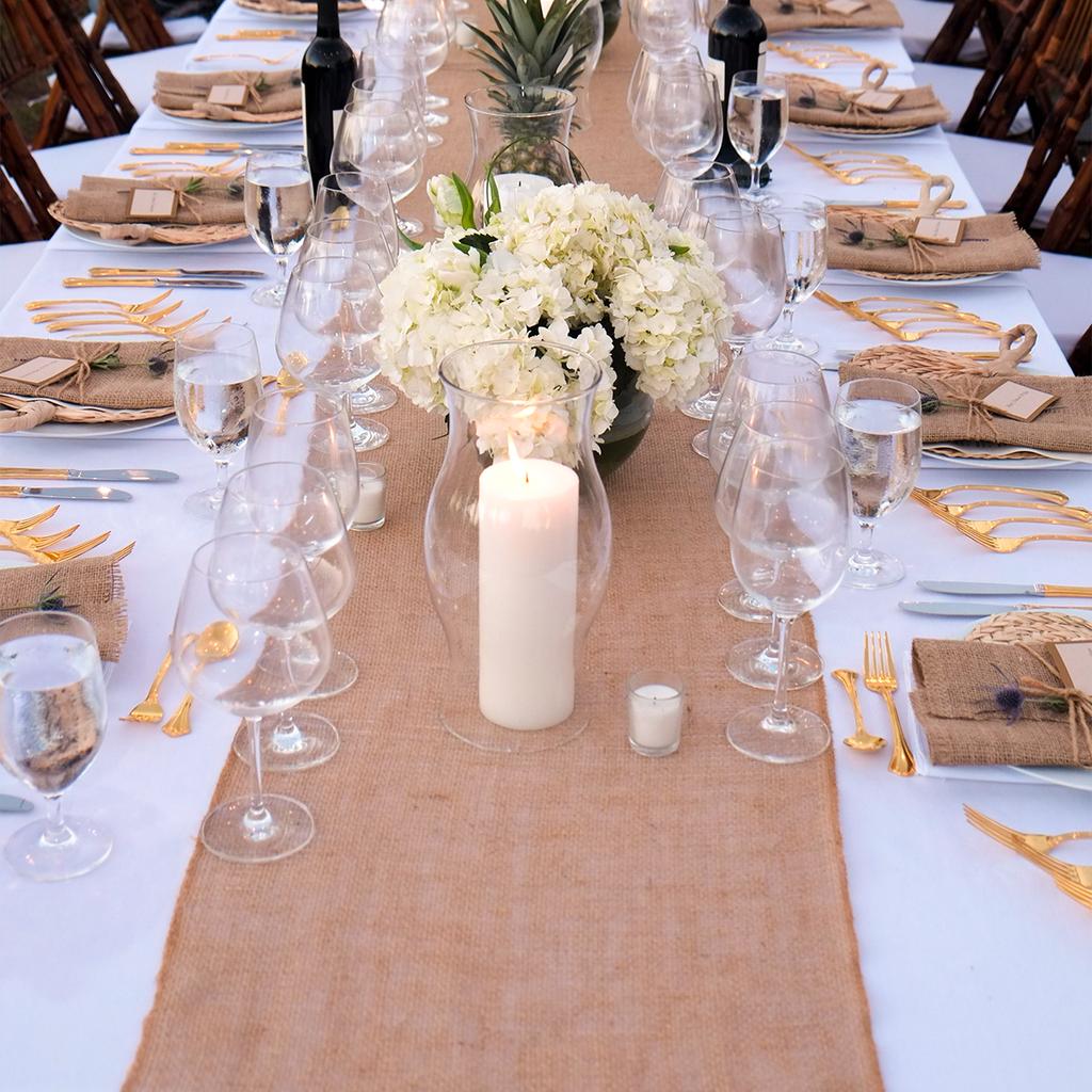 30cm Breite Jute Leinen Vintage Natur Tischläufer Jute Rustikal Khaki Party Land Hochzeit Dekoration Heimparty Stuhldekor