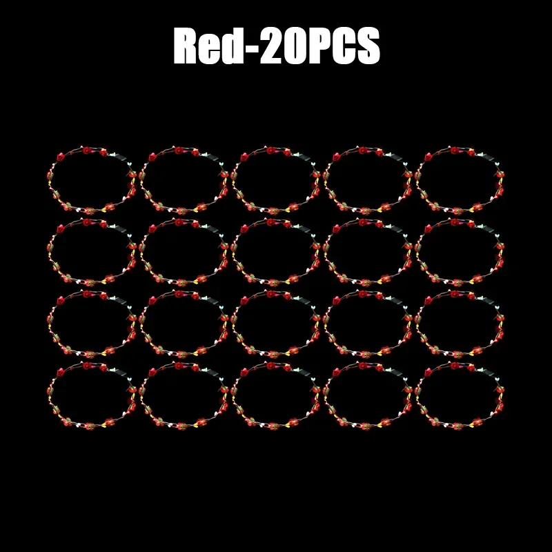 60 Adet Çiçek Çelenk Parlayan 10 LED'li Başlık Çelenk Taç Çiçekli Saç Bandı Parlayan Çelenk Düğün Partisi Noel Çelengi İçin