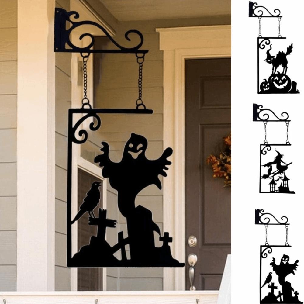 Vintage Halloween Hanging Sign Not Easy To Deform Witch Silhouette Ghost Pendant Party