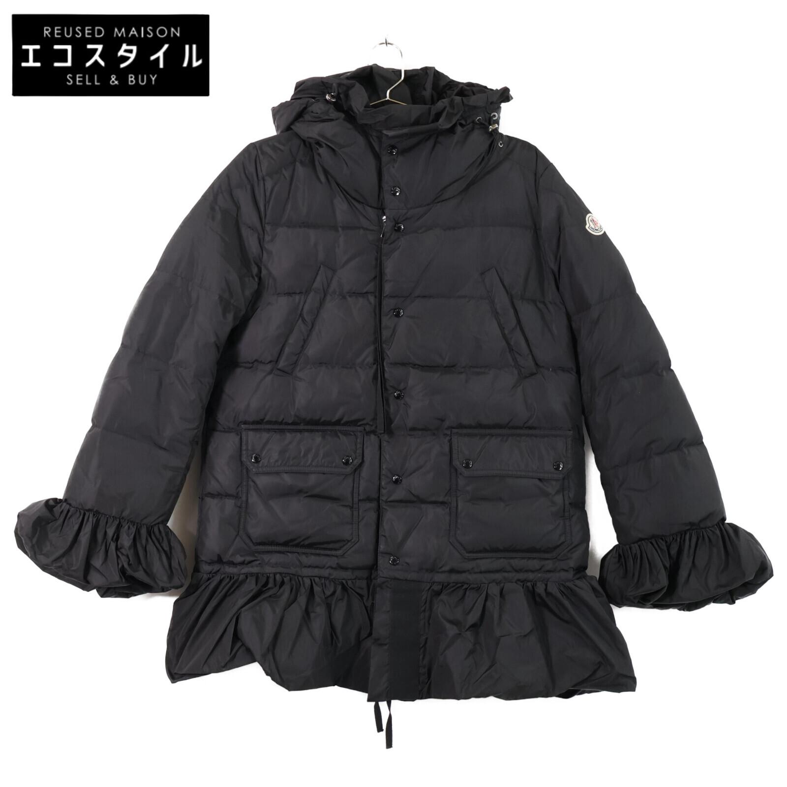 

MONCLER [Beautiful Condition] SERRE Ruffle Sleeve Hooded Down Jacket 2 blackUsed