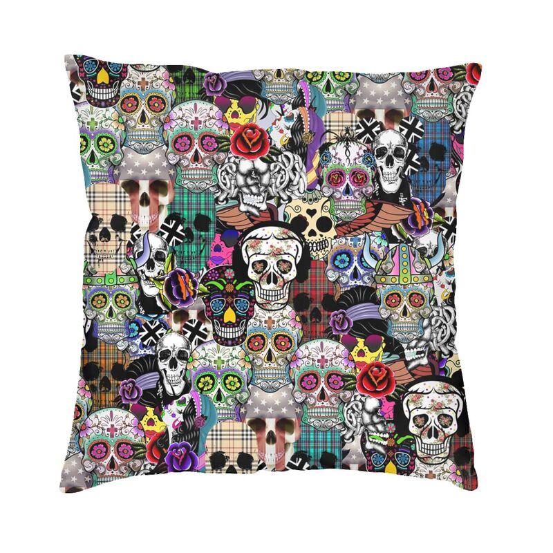 Luxury Day Of The Dead Throw Pillow Cover Home Decor Custom Square Mexican Sugar Skull Cushion Cover 45x45cm Pillowcover
