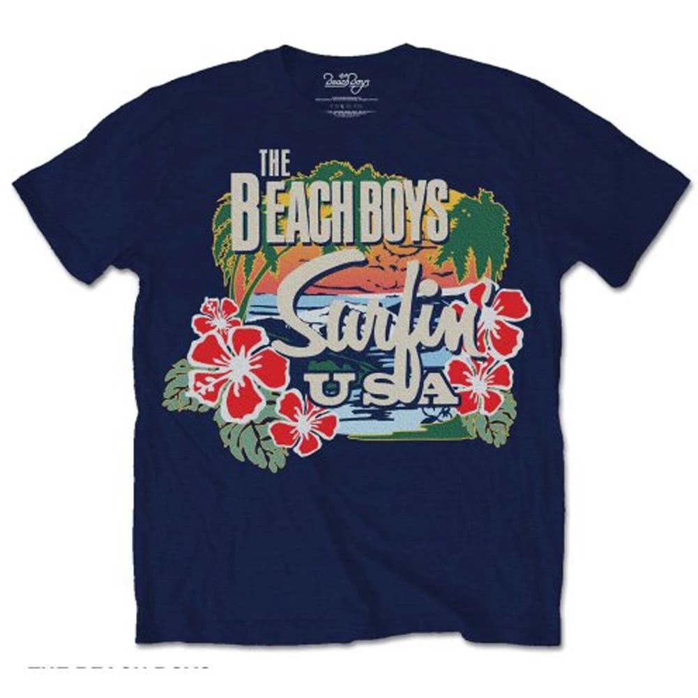 Men s Beach Boys Surfin USA Tropical Slim Fit T-shirt Medium Navy XXXXL