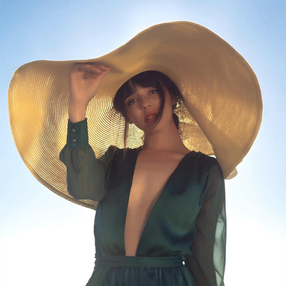 

Boho Style 70cm Wide Brim Sun Hat Sunscreen Summer Beach Sun Hat Diameter Large Straw Hat Outdoor жовтий