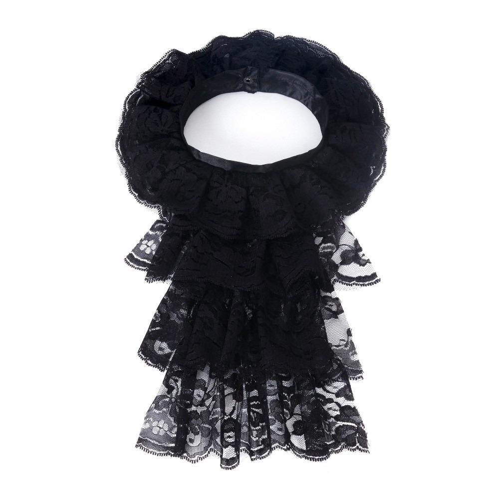 

Elegant Lace Jabot Collar Victorian Solid Color Fake Collar Hollow Design Detachable Ralph Collar