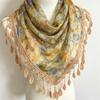 Fashion Boho Lace Trim Triangle Scarf Women Ladies Tassel Fringe Shawl Wrap Summer Beach Headscarf Holiday Waist Sash Belt
