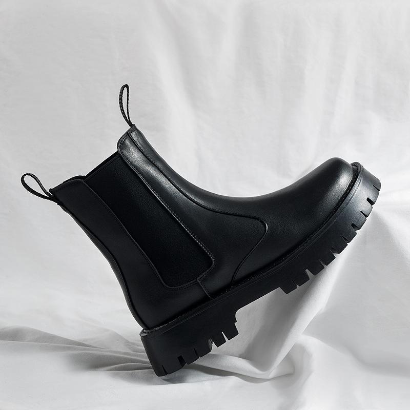 Chelsea Boots Men's Cigarette Boots High Top Soft Leather Martin Boots Platform Ins Men's Boots